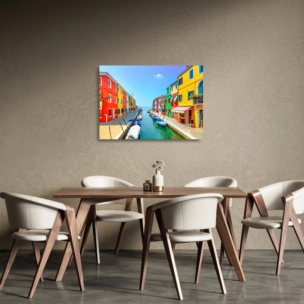 Sklenený obraz - Ostrov Burano, Benátky, Taliansko (70x50 cm)