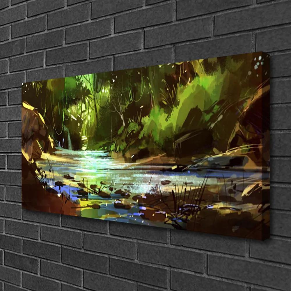 Obraz na plátne Les jazero kamene príroda 120x60 cm