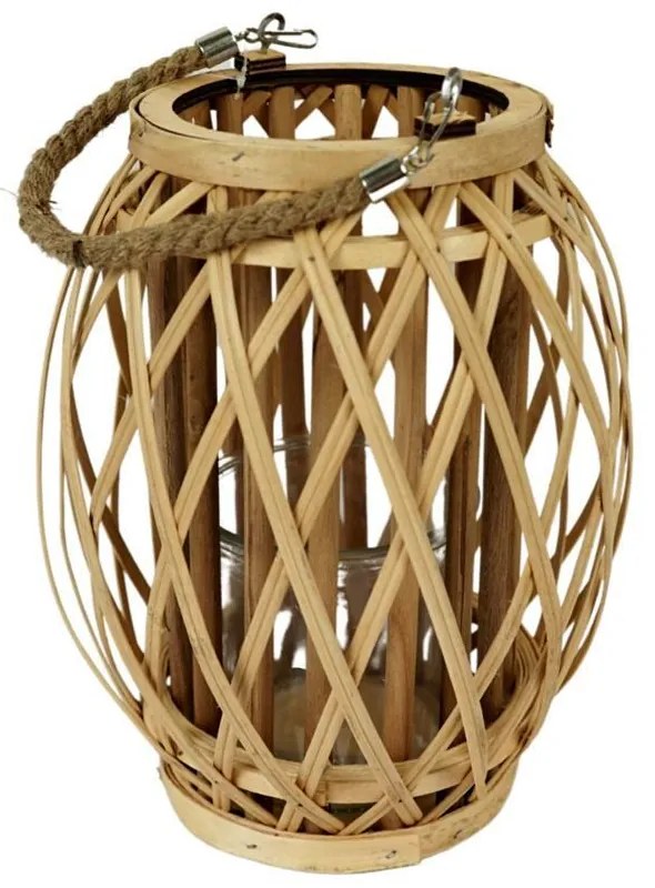 Drevený závesný lampáš HAMADA s rukoväťou - viac veľkostí Veľkosť: S