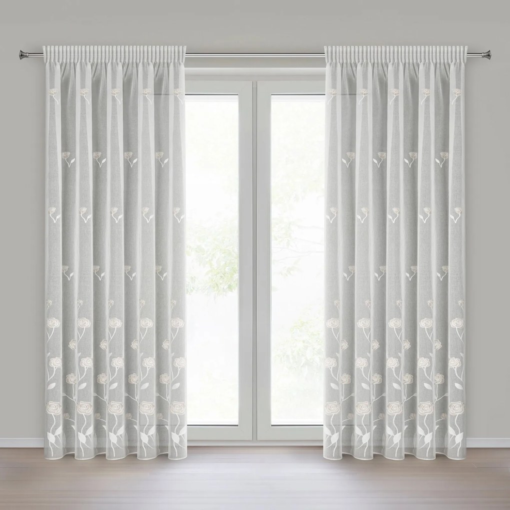 ZÁCLONA NA PÁSKE ROSALY 140X270 CM KVETY