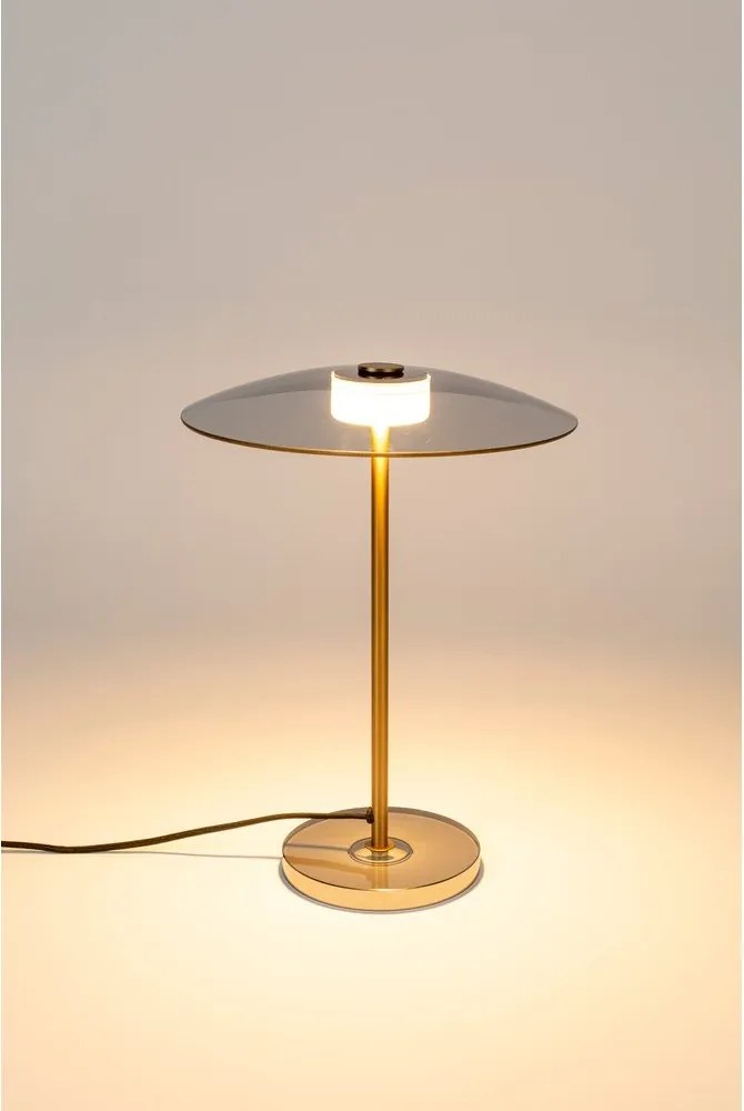 Sivá/v zlatej farbe LED stmievateľná stolová lampa so skleneným tienidlom (výška 42 cm) Float – Zuiver