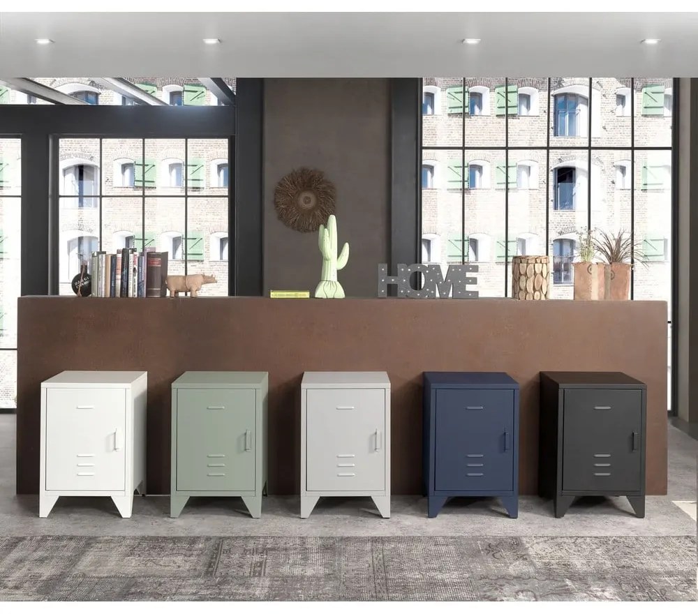 Zelený kovový nočný stolík Bronxx - Vipack