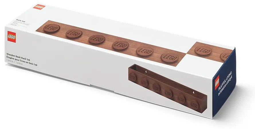 Detská nástenná polica z tmavo moreného dubového dreva LEGO® Wood