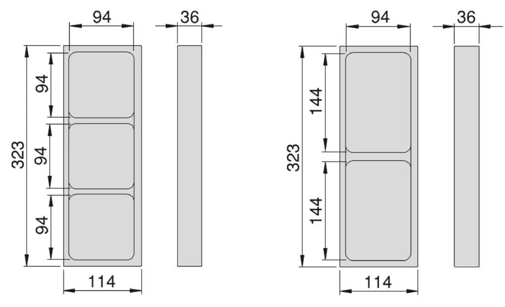 Sapho Sapho, LINDO bočný organizér, sada 2ks, 114x36x323 mm, plast, antracit, LD002
