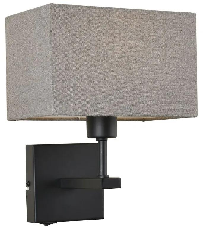 ITALUX Nástenná lampa s vypínačom NORTE, 1xE27, 60W, šedá, hranatá