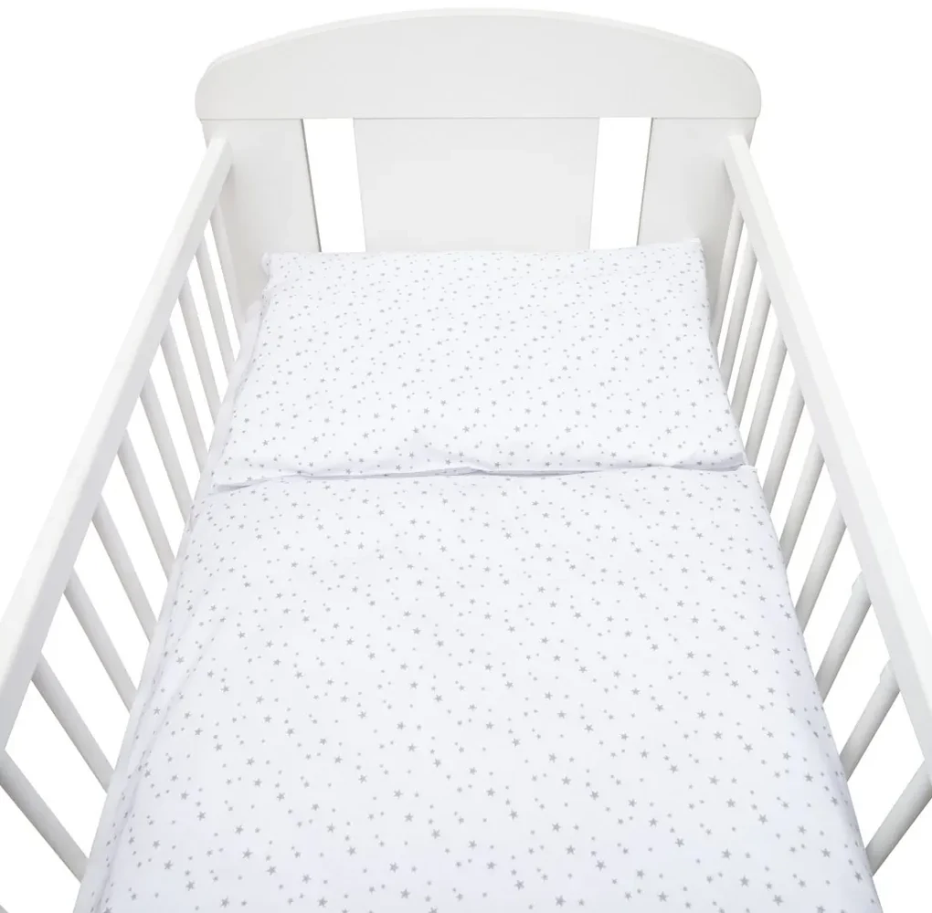 2-dielne posteľné obliečky New Baby 100/135 cm biele sivé hviezdičky