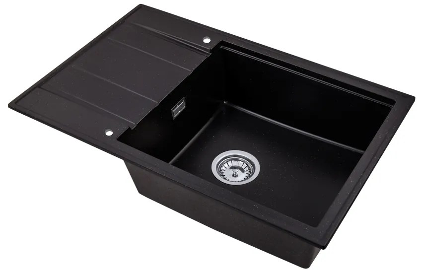 Gamma Modern 8010, 1-komorový granitový drez 800x500x210 mm, čierna so zlatými bodmi, GMA-ZM-8010-GD