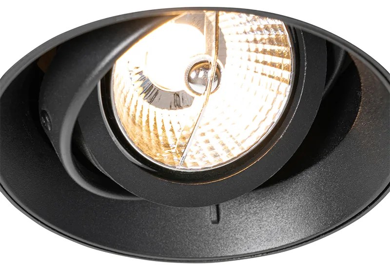 Moderné zapustené bodové svetlo čierne GU10 AR70 okrúhle bez rámu - Oneon