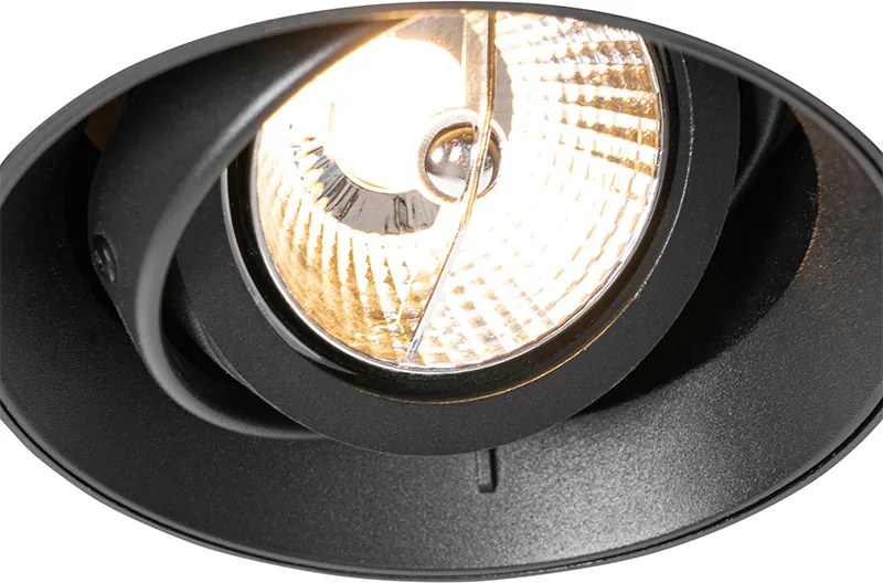 Sada 6 moderných zapustených bodových svetiel čierna GU10 AR70 okrúhle bezrámové - Oneon