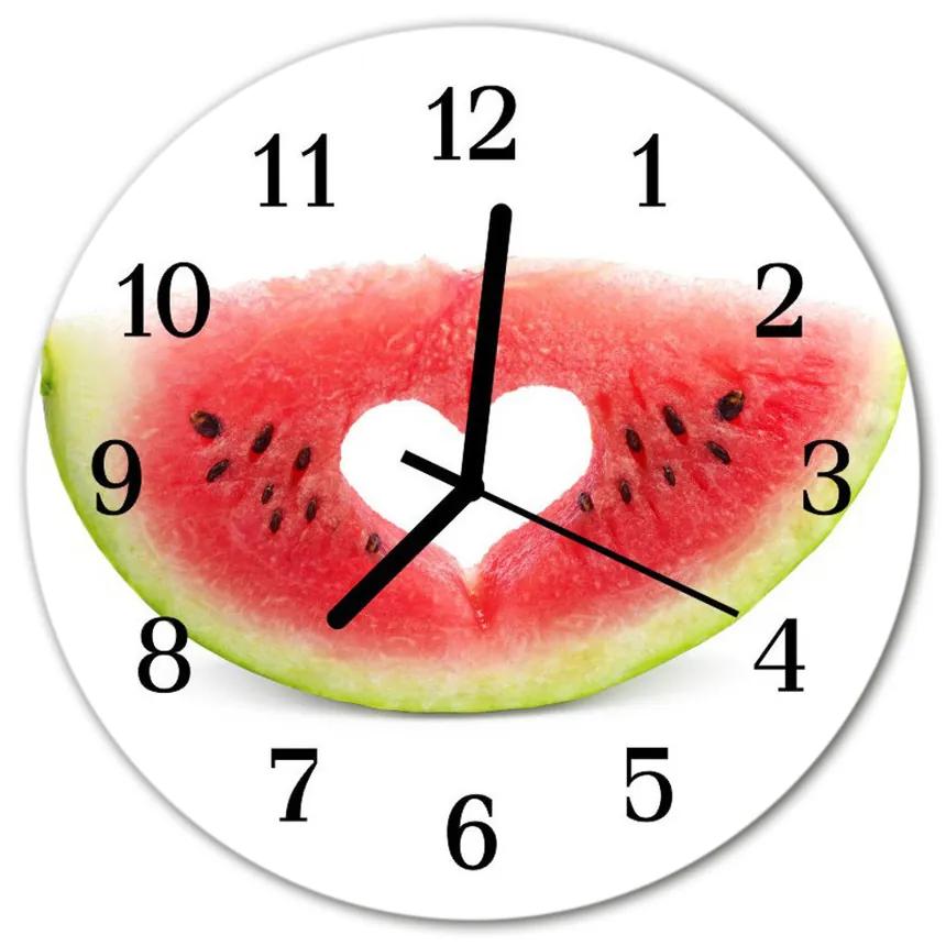 Nástenné sklenené hodiny Vodný melón fi 30 cm