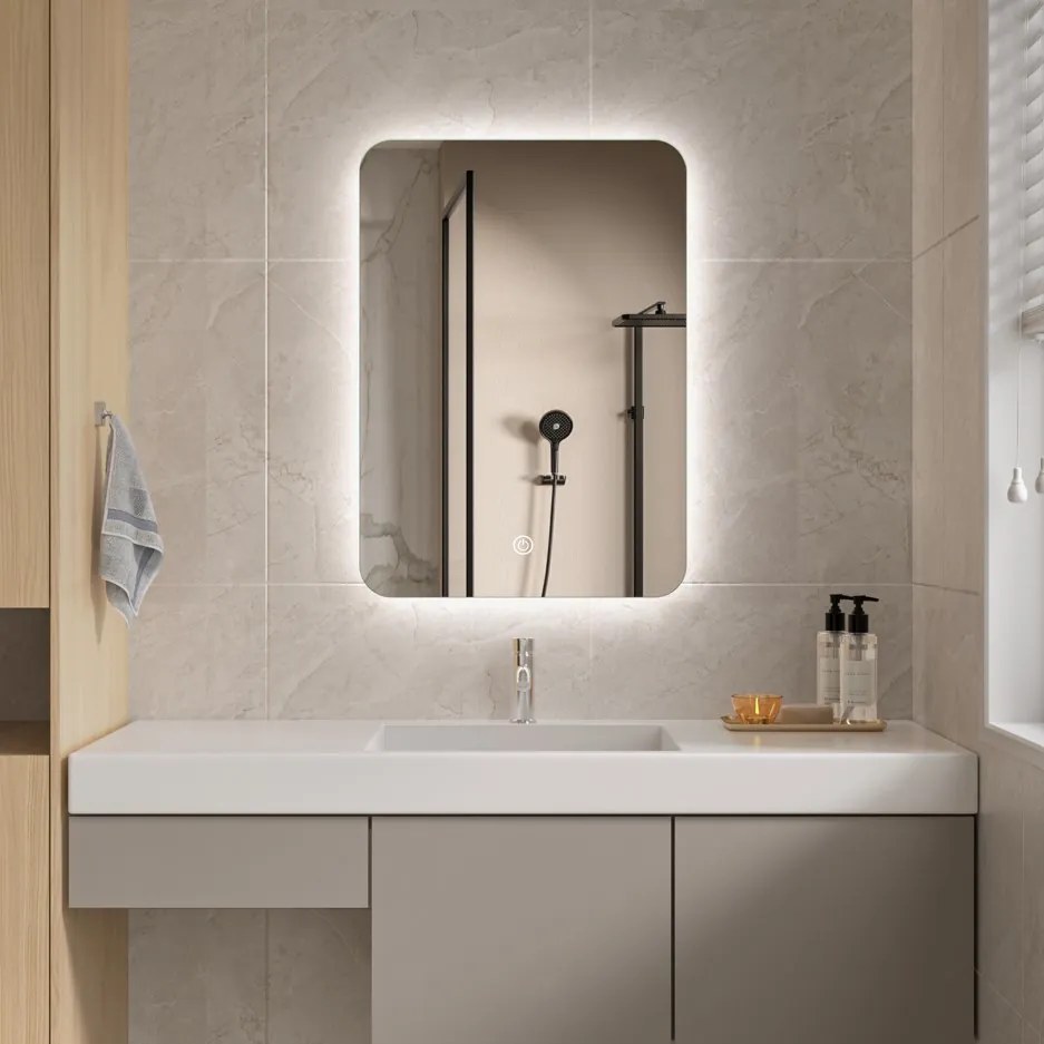 Erga Evelyn, LED zrkadlo 50x70cm, 1840 lm, 6500K, zadné osvetlenie, ERG-V01-119-5070-00
