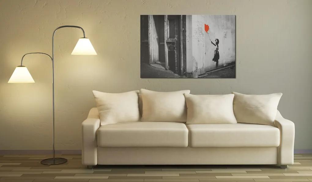 Artgeist Obraz - Girl with balloon (Banksy) Veľkosť: 120x80, Verzia: Na talianskom plátne