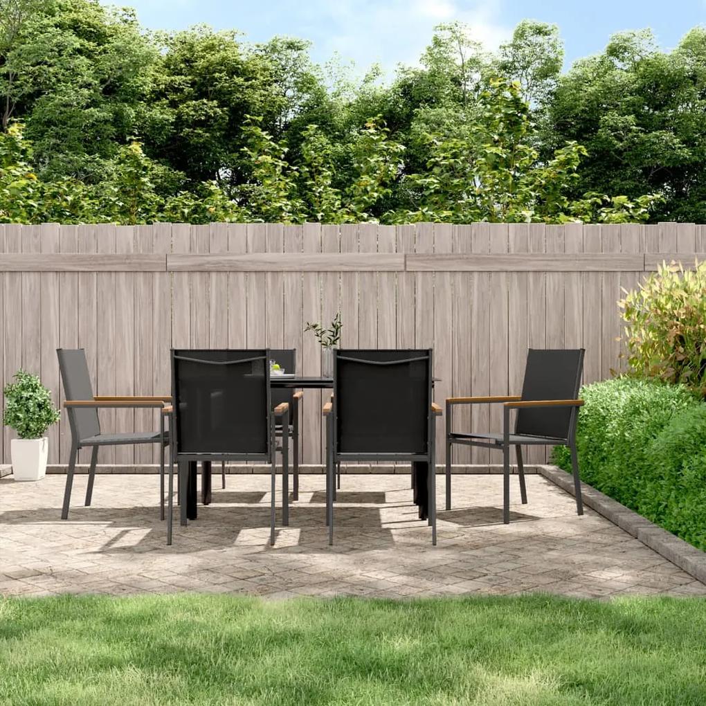 Záhradné stoličky 6 ks čierne 55x61,5x90 cm textilén a oceľ 3187086