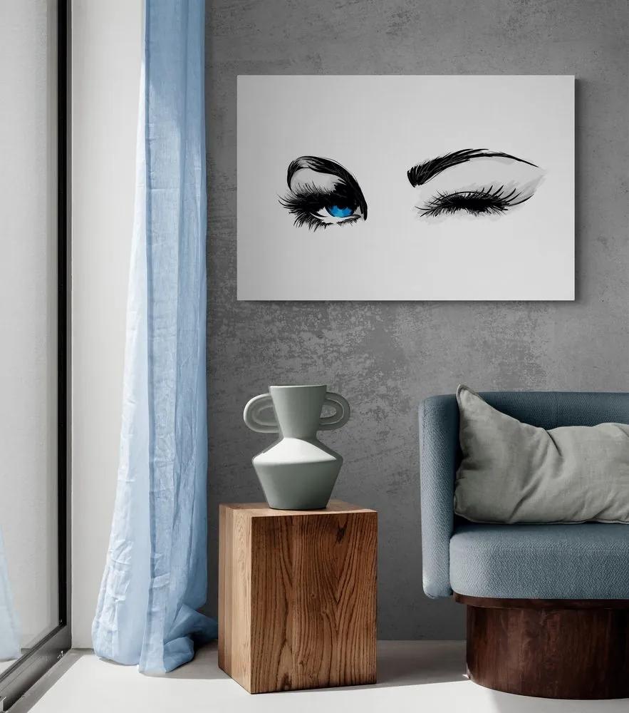 Obraz žmurkajúce ženské oči - 120x80