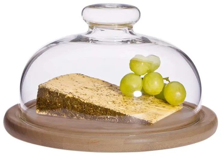Trendglas Jena poklop s bambusovým tanierom Cheese Dome 21 cm