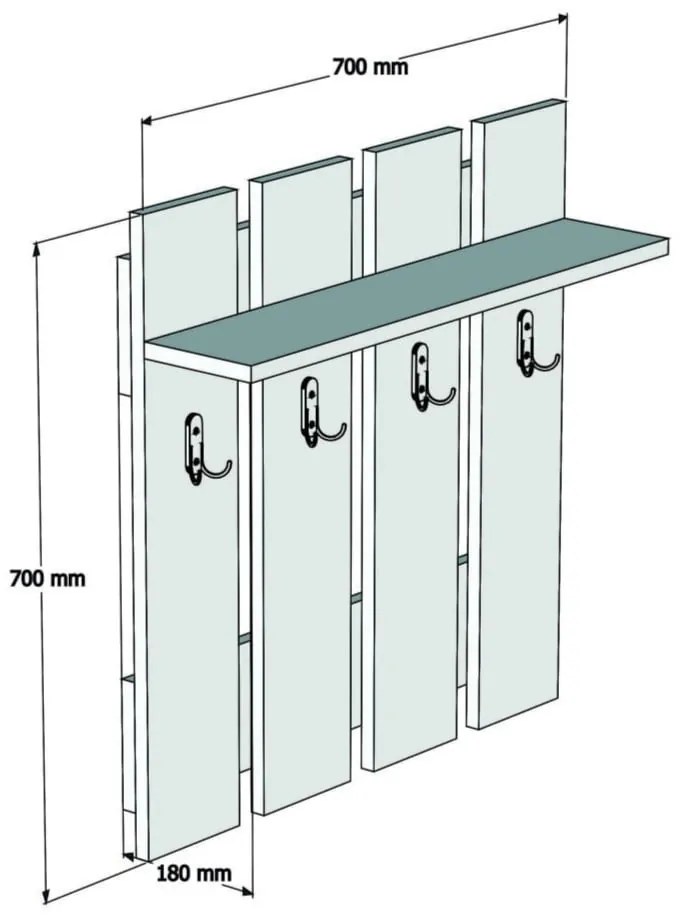 Antracitovosivý/v prírodnej farbe nástenný vešiak v dekore orecha s poličkou Mita – Puqa Design