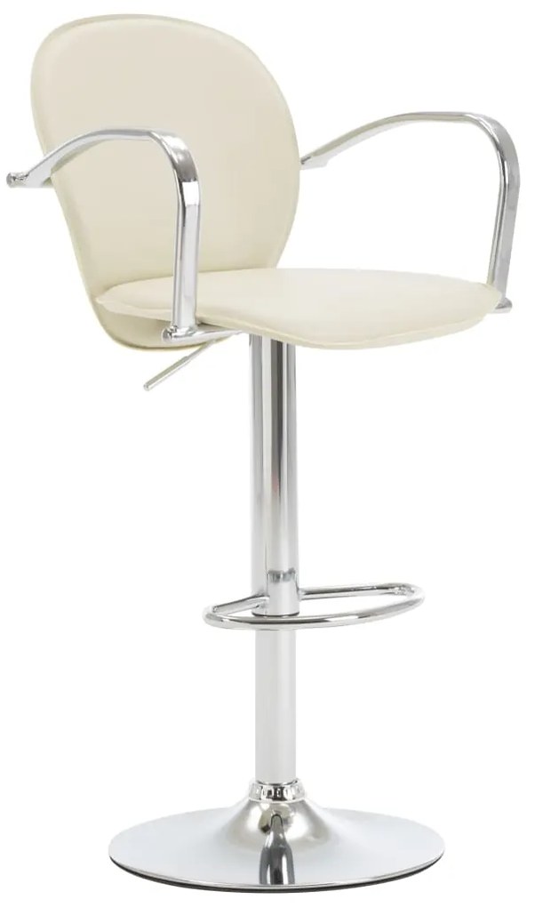 vidaXL Barová stolička s opierkami, krémová, umelá koža