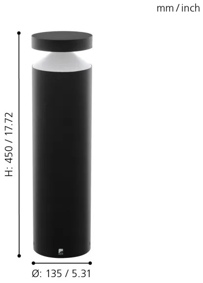 Eglo 97632 - LED Vonkajšia lampa MELZO LED/11W/230V čierna 450 mm