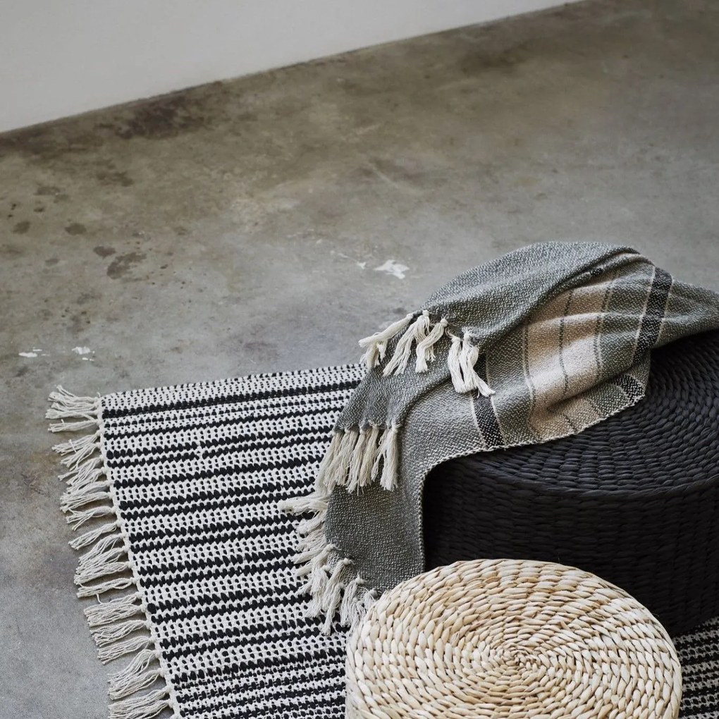 MADAM STOLTZ Sedací puf Paper Rope Black L