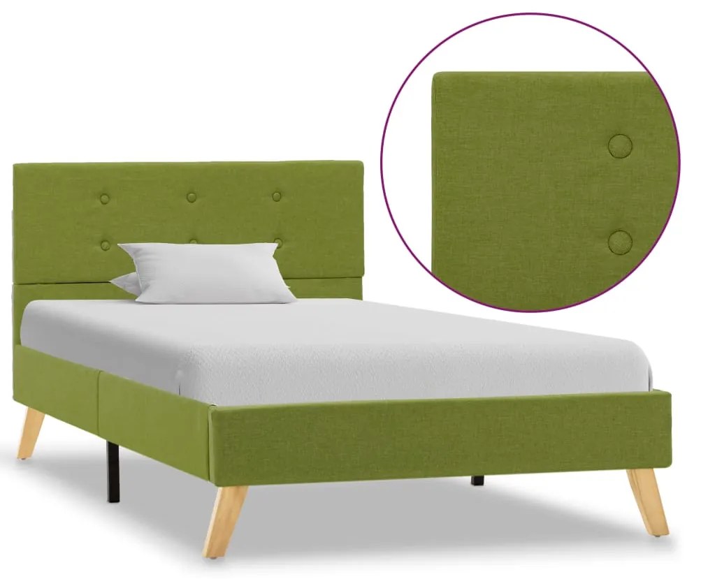 vidaXL Rám postele zelený 100x200 cm látkový