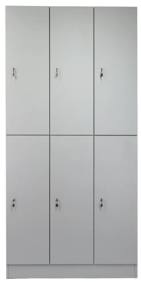 Drevená šatníková skrinka Visio LUX - 6 boxov, 90 x 45 x 185 cm, cylindrický zámok, sivá