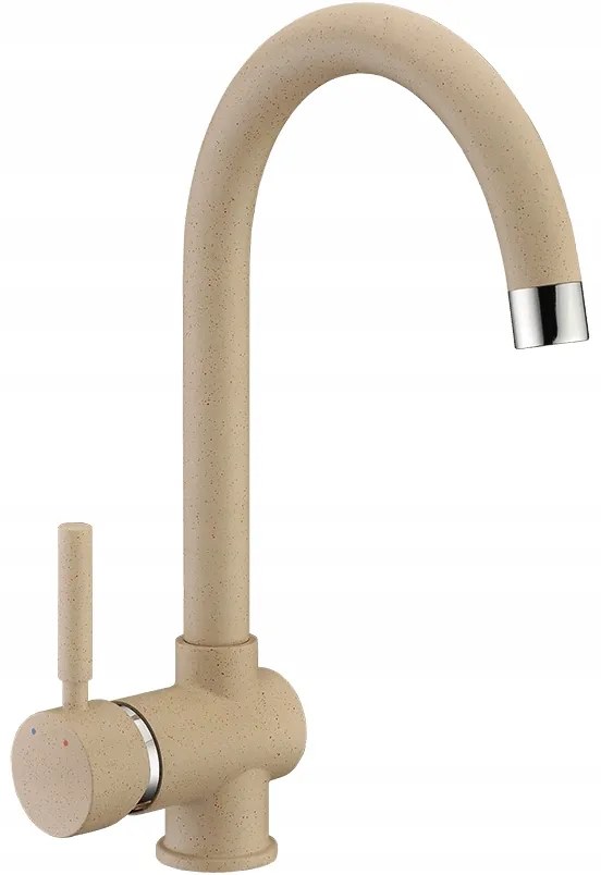 Laveo Megalo, 1-komorový granitový drez 780x500x185 mm + drezová batéria BKZ_468, béžová, LAV-SBEA411T