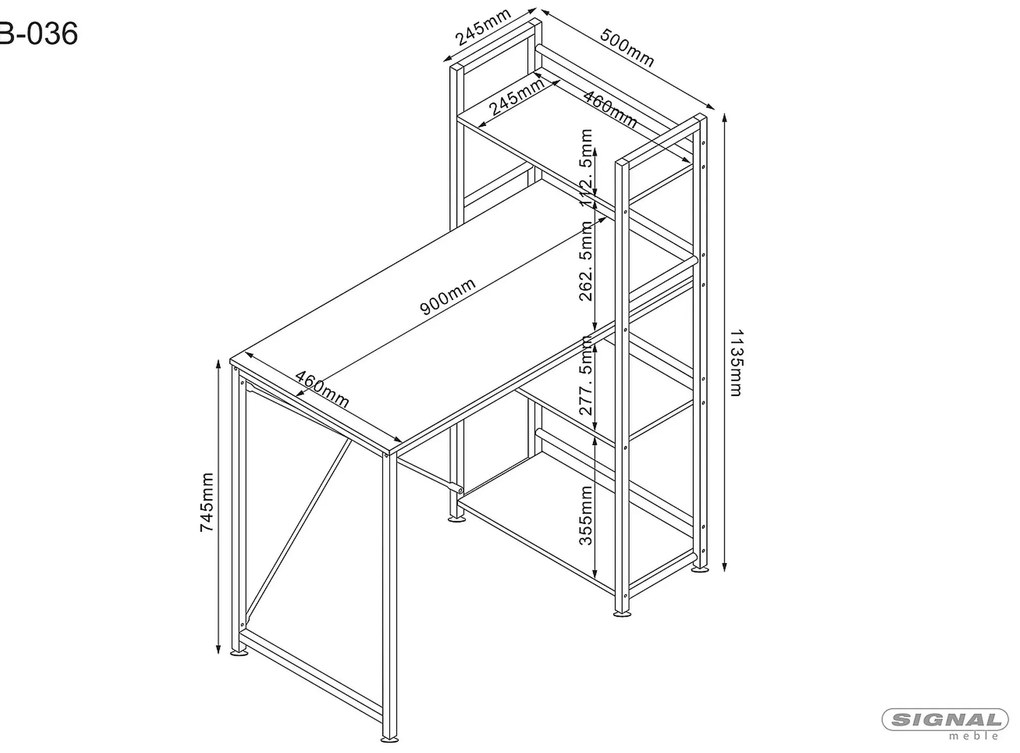 Psací stůl STANLEY dub přírodní/černý mat