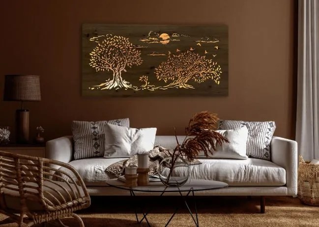 Led obraz strom Tri duby na batériu