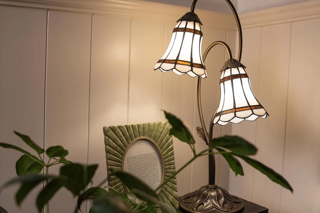Stolná Tiffany lampa 2 tienidlá hnedé pruhy BrownLine - 35*18*61 cm E14/max 2*25W