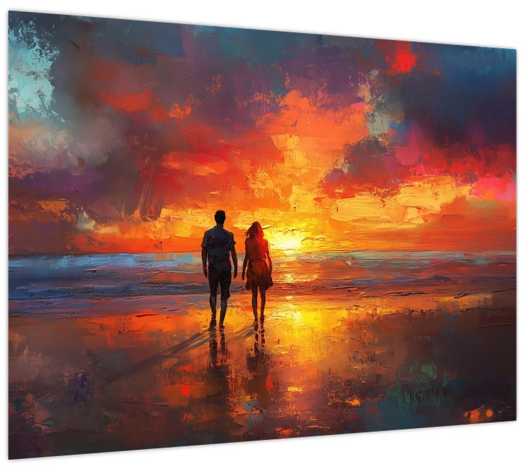 Obraz - Prechádzka na pláži (70x50 cm)
