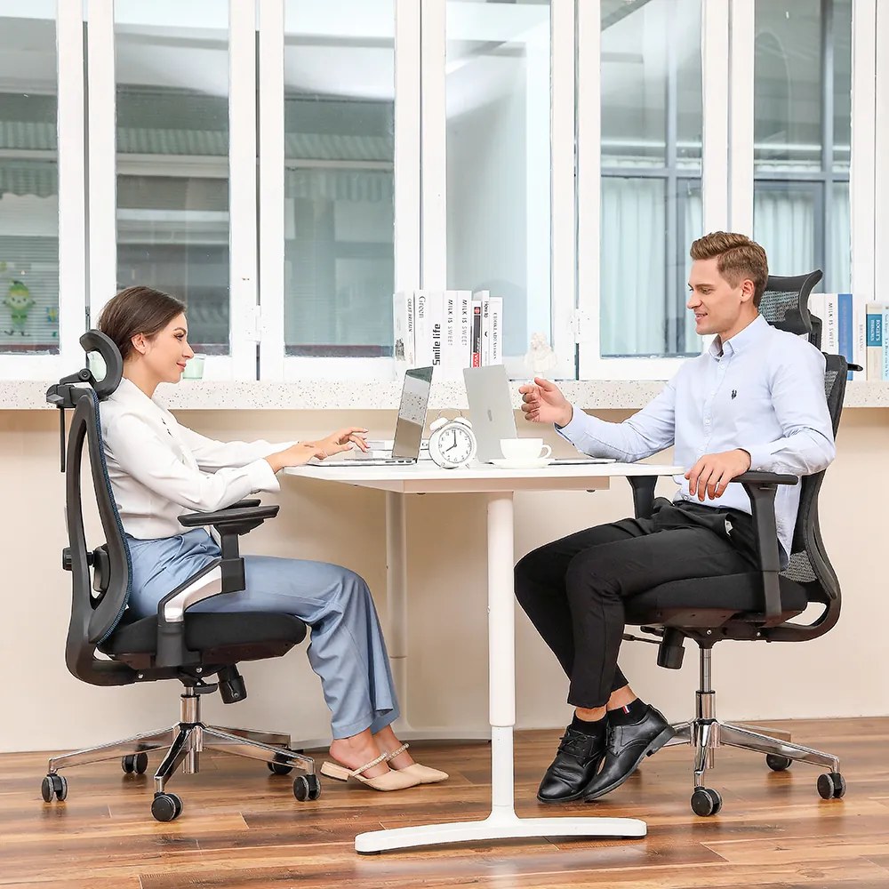Kancelárska ergonomická stolička Neoseat STEVEN — sieť / látka, čierna, nosnosť 150 kg