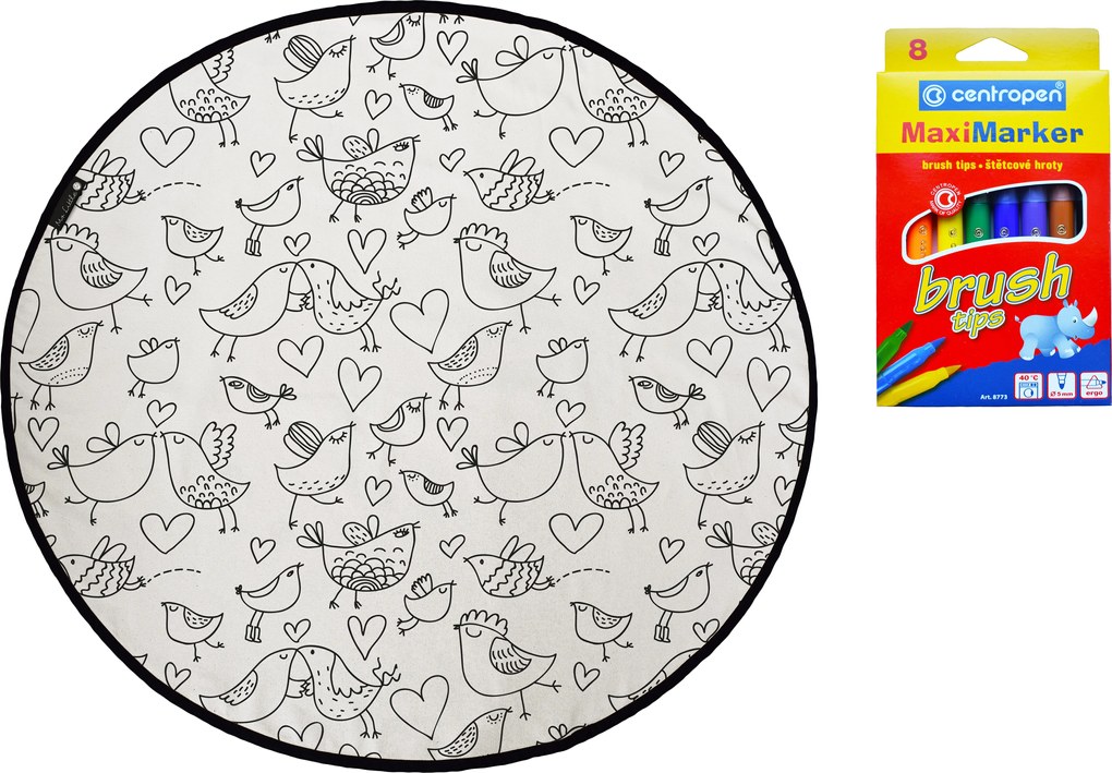 Butter Kings, KOBEREC - OMAĽOVÁNKY - Kissing birds, 130x130 (priemer) kruh, biela, detská izba