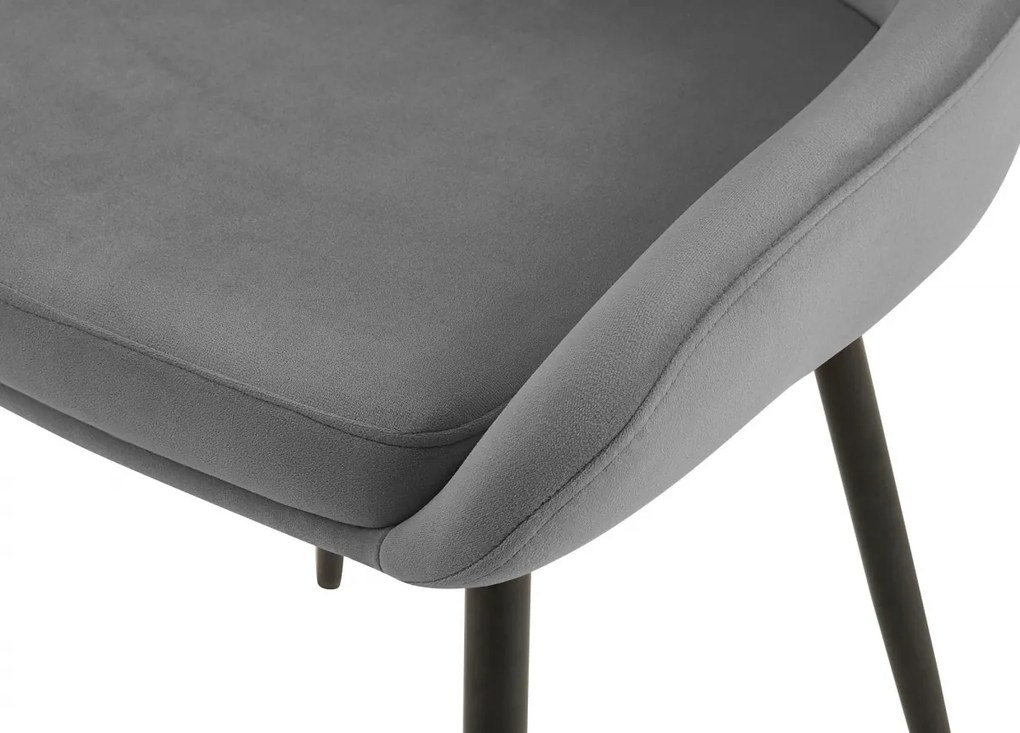 Jedálenská stolička Elmira - zamat, čierny rám - Tmavo sivá