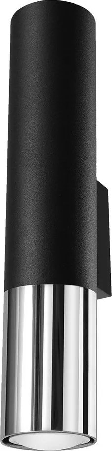 Čierne/v striebornej farbe kovové nástenné svietidlo ø 6 cm Longbot – Sollux