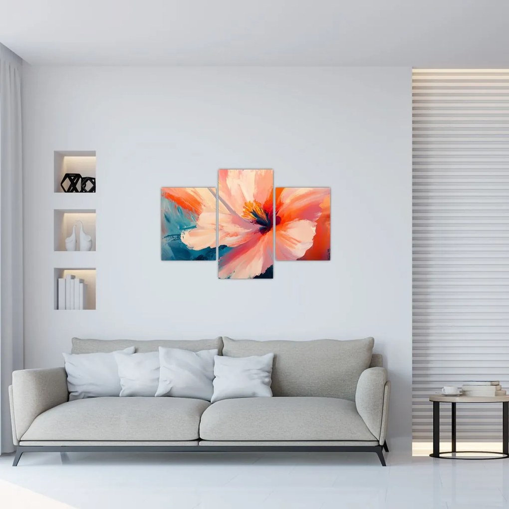 Obraz - Maľovaný kvet (90x60 cm)