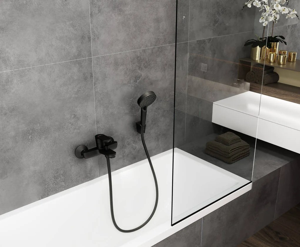 Hansgrohe Vernis Blend, nástenná vaňová batéria, čierna matná, HAN-71440670