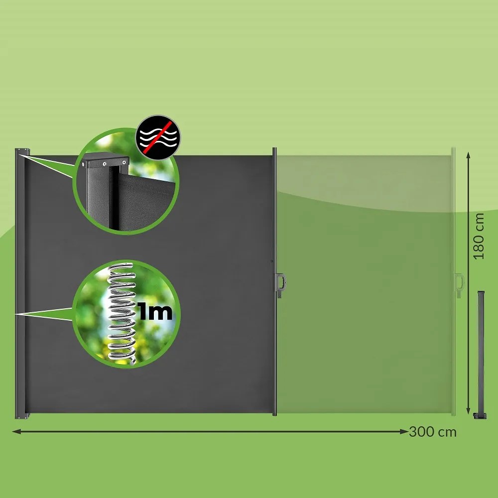 Bočná markíza NOSARA na terasu, 180x300cm antracitová Casaria