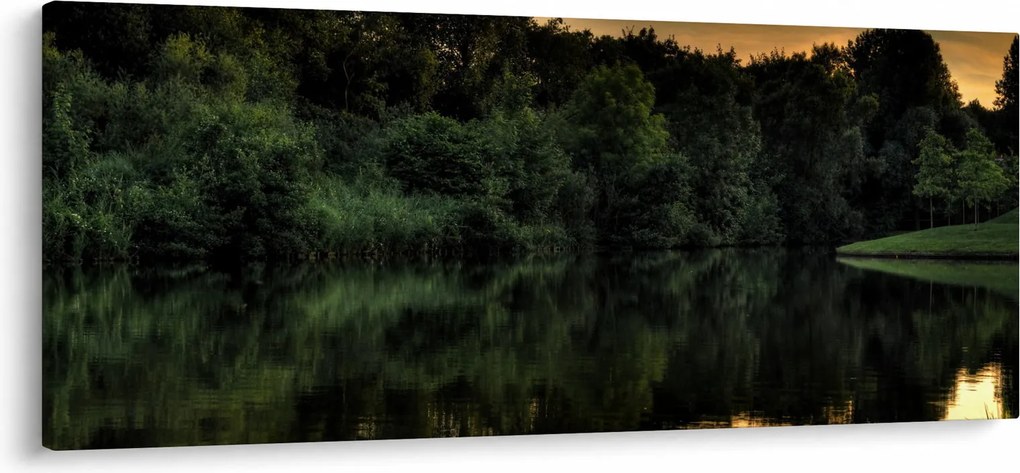 Obraz jazera pri lese (120x50 cm)