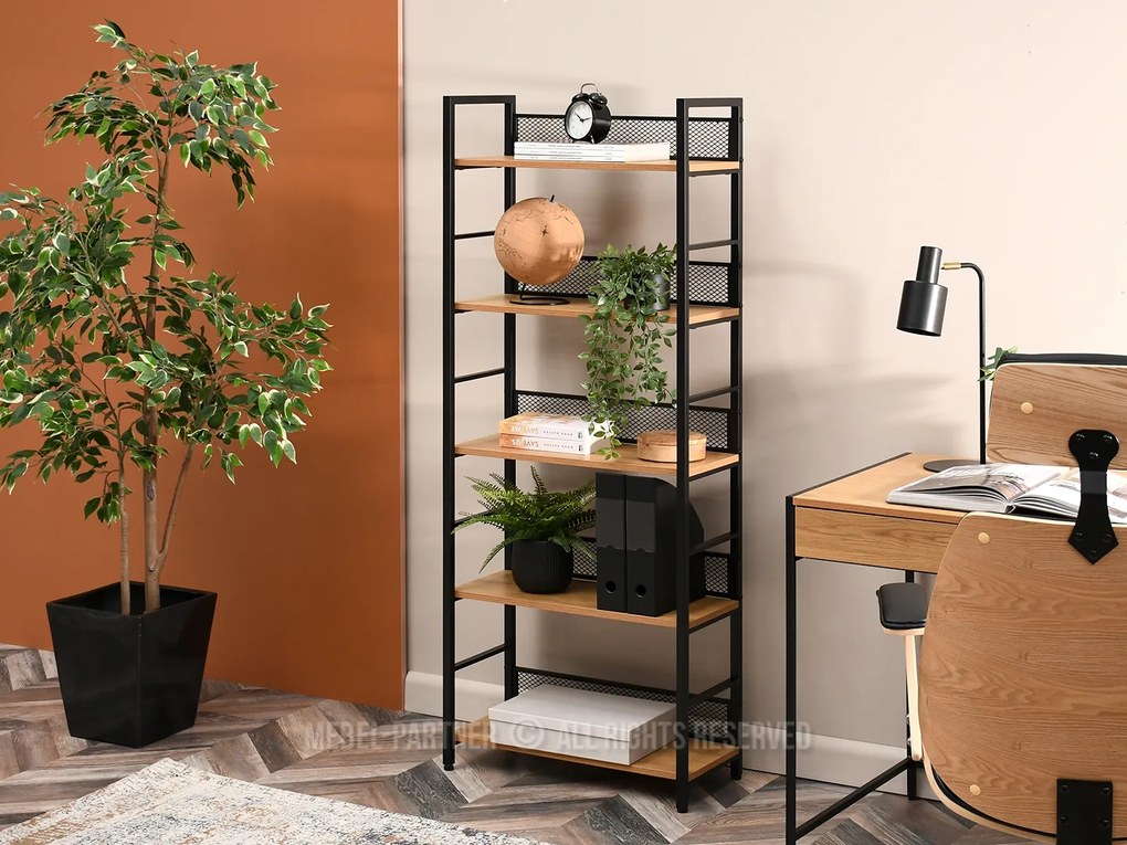 Regál Danube B (dub + čierna). Akcia -21%. Vlastná spoľahlivá doprava až k Vám domov. 1111336