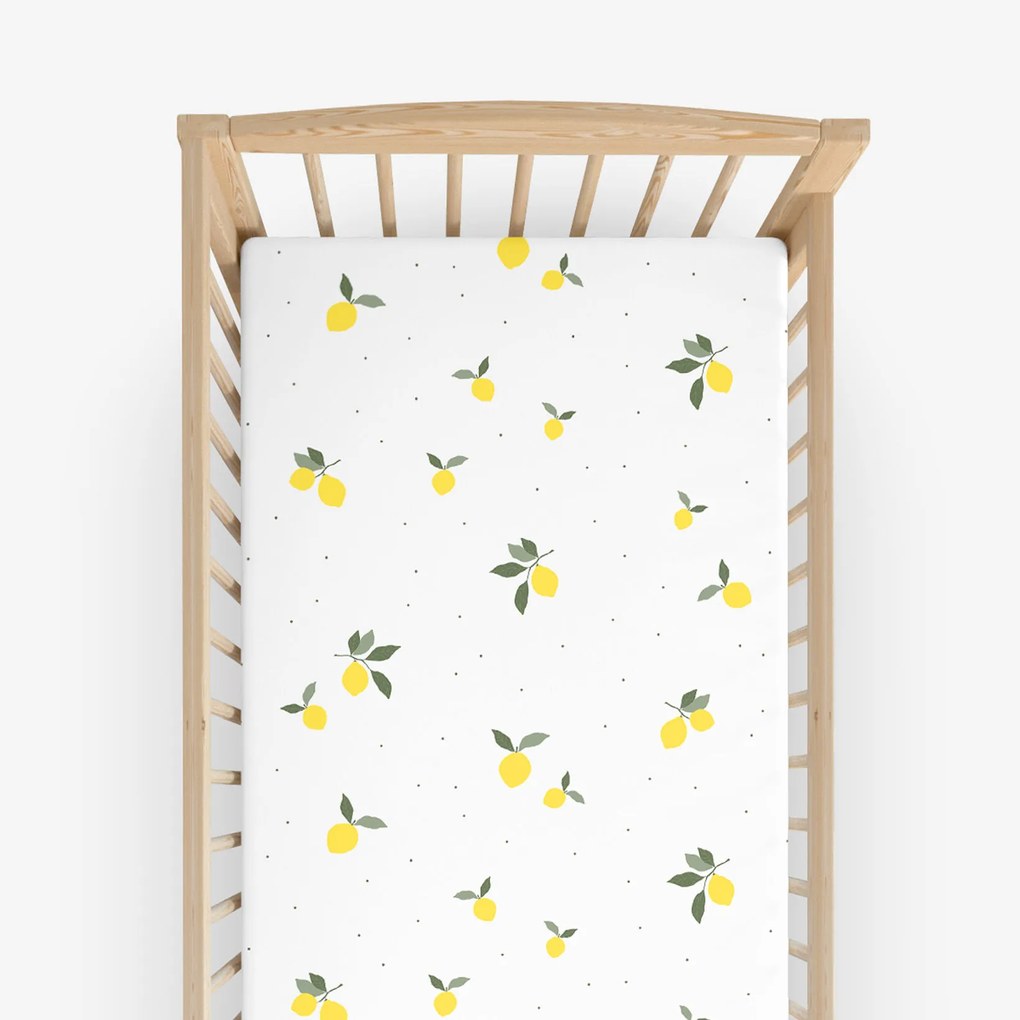 Goldea bavlnená napínacia plachta do detské postieľky - citróny 70 x 140 cm