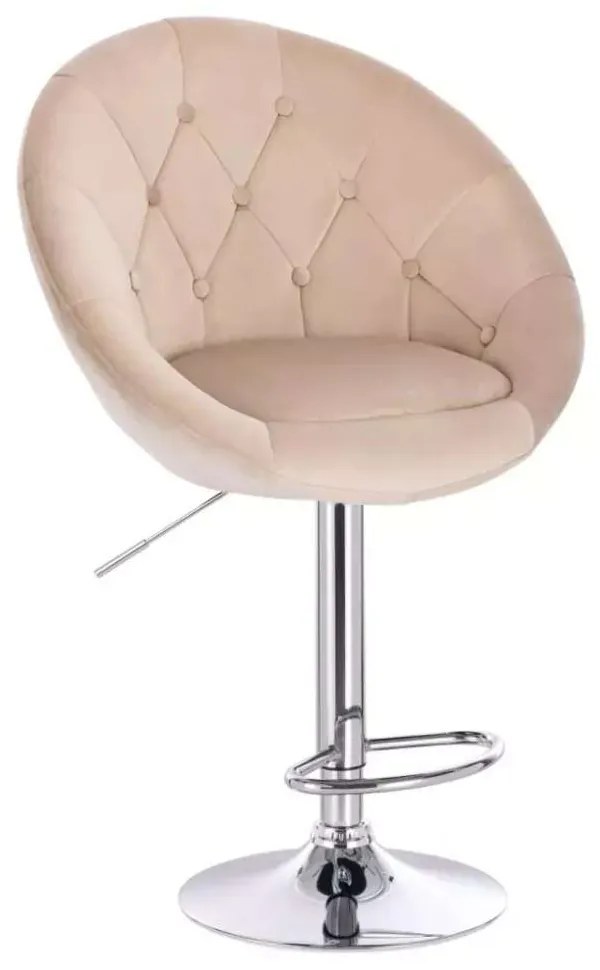 LuxuryForm DESIGN Barová stolička VERA VELUR na striebornom tanieri - latte