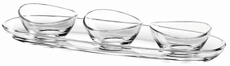 KRIŠTÁĽOVÝ PODNOS VETRERIE RIUNITE VIDIVI PAPAYA 30X9,5CM 1+3KS