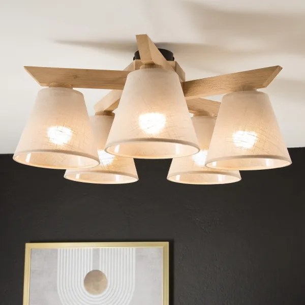 Prisadený luster ANTONIO 5xE14/40W/230V dub