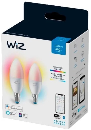 SADA 2x LED RGBW Stmievateľná žiarovka C37 E14/4,9W/230V 2200-6500K Wi-Fi - WiZ