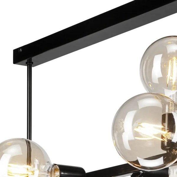 Luster na tyči ASTRID 8xE27/60W/230V čierna