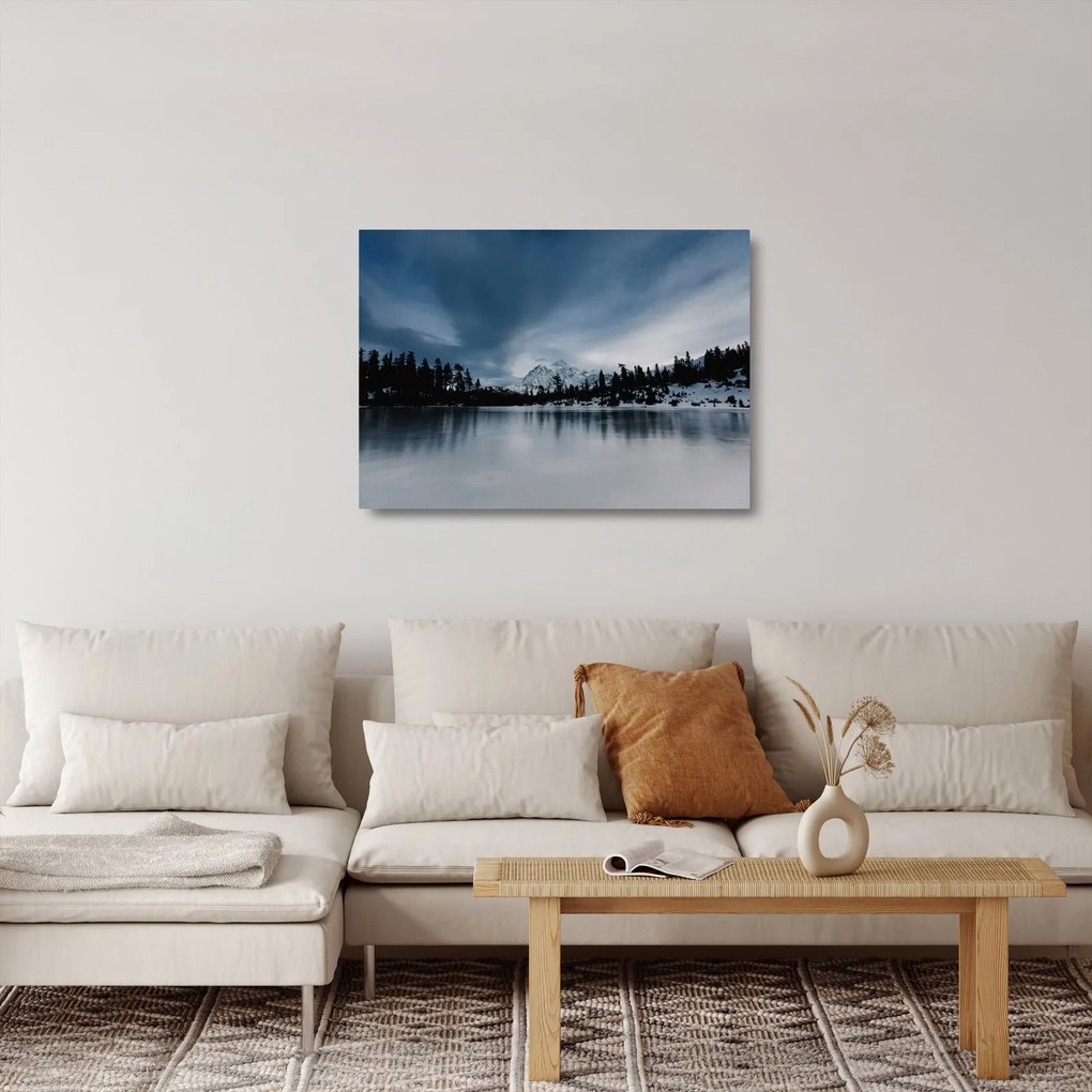 Sklenený obraz - Na zamrznutom jazere (70x50 cm)