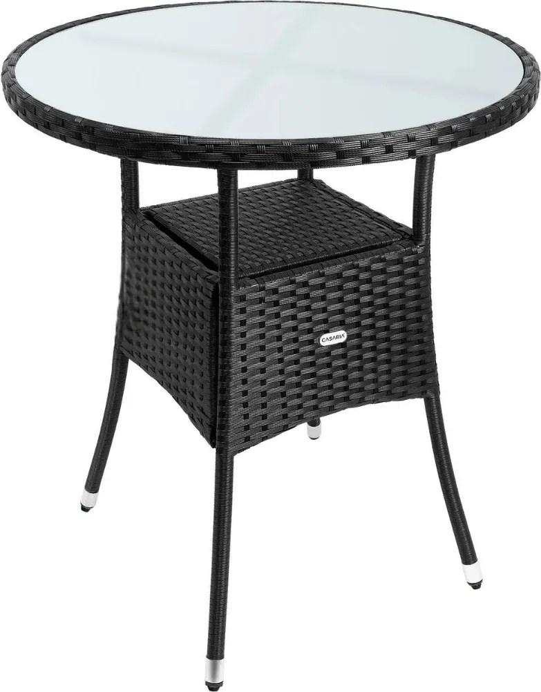 Záhradný stolík Bistra 60 cm polyratan čierny