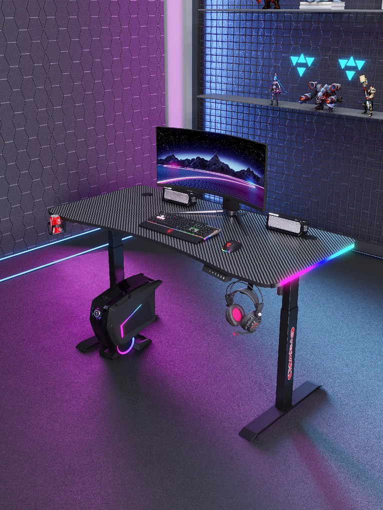 Herný stôl s podsvietením BR02 čierny 140 cm