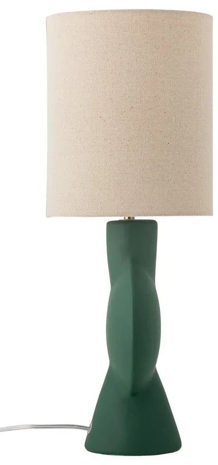 Stolová lampa s textilným tienidlom v tmavozeleno-prírodnej farbe (výška 55 cm) Sergio – Bloomingville