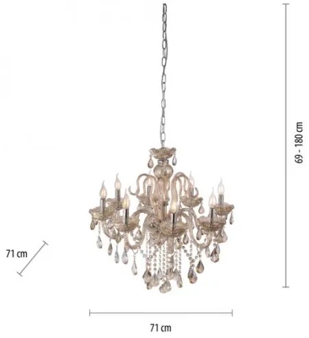 Paul Neuhaus 3081-97 - Krištáľový luster na reťazi GRACIA 8xE14/40W/230V zlatá